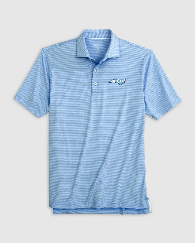 University of North Carolina Lyndonn Striped Jersey Performance Polo - Argyle Logo sold by Johnnie-O