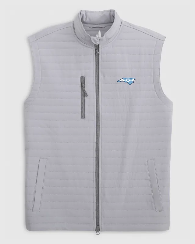 University of North Carolina Crosswind Quilted Performance Vest - Argyle Logo sold by Johnnie-O