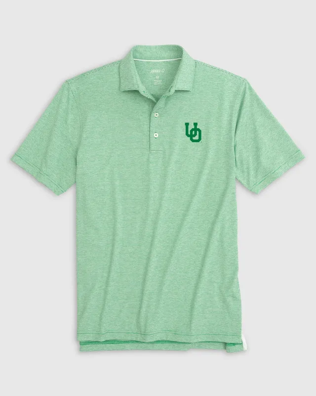 University of Oregon Lyndon Striped Jersey Performance Polo sold by Johnnie-O