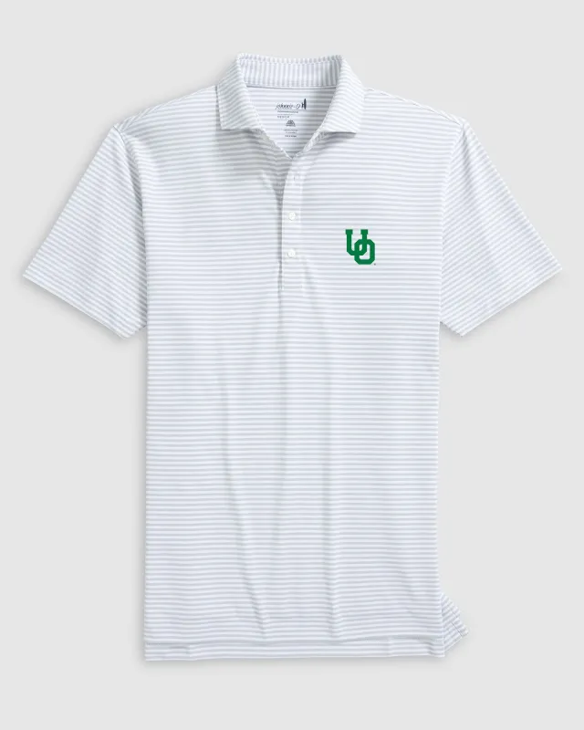 University of Oregon Stetsons Striped Performance Mesh Polo made by Johnnie-O