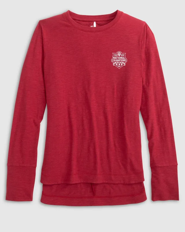 Women's Indiana Valerie Long Sleeve Tee - 2025 CFP Champions sold by Johnnie-O