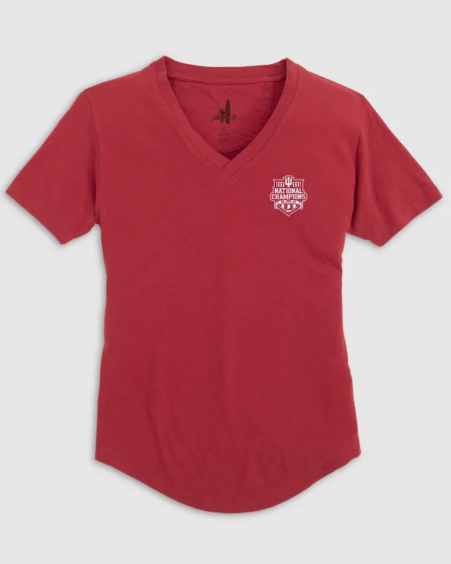 Women's Indiana Merediths V-Neck T-Shirt - 2025 CFP Champions made by Johnnie-O
