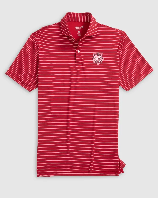 Indiana Beau Striped Performance Jersey Polo - 2025 CFP Champions sold by Johnnie-O