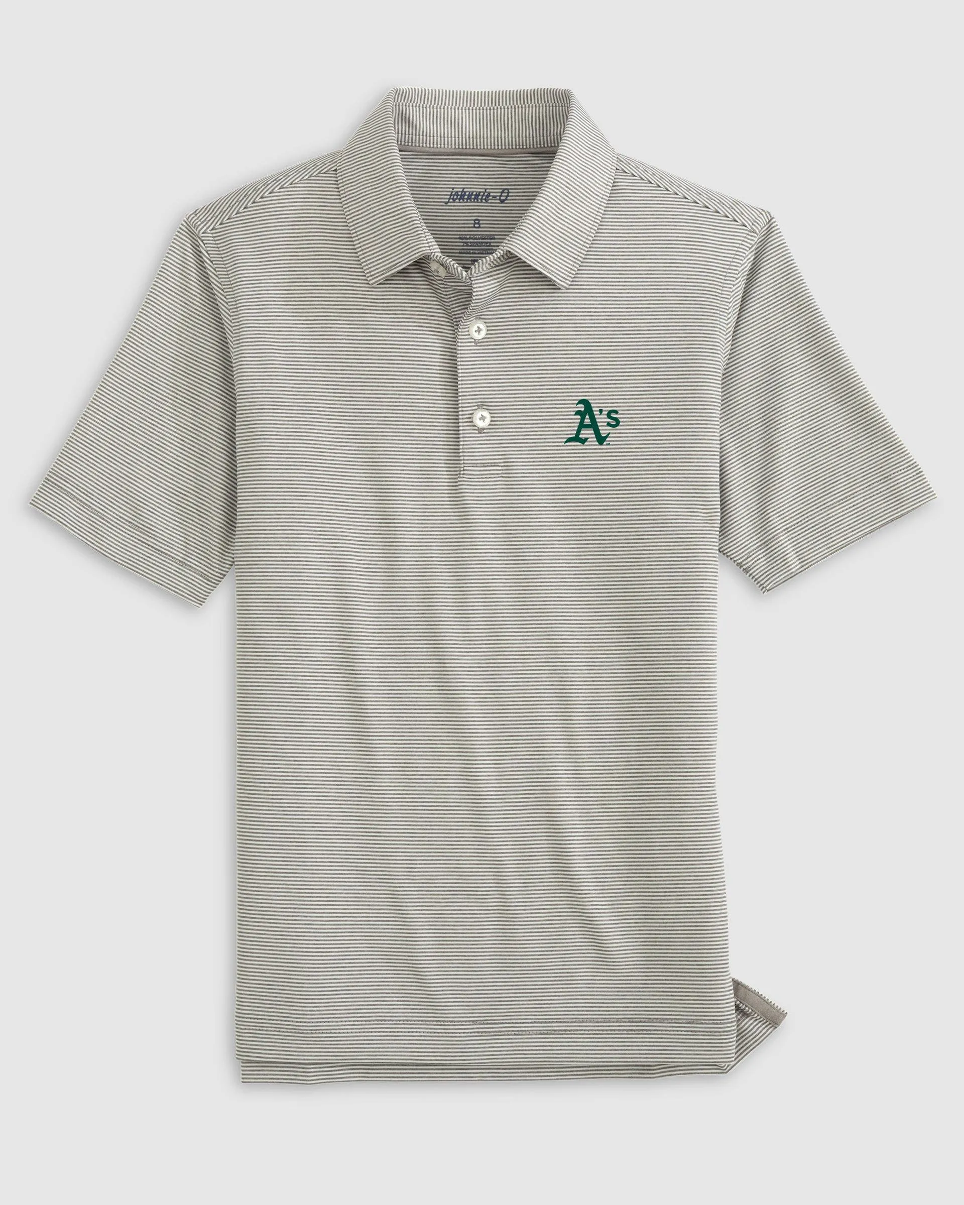 Oakland Athletics Lyndonn Jr. Striped Jersey Performance Polo sold by Johnnie-O