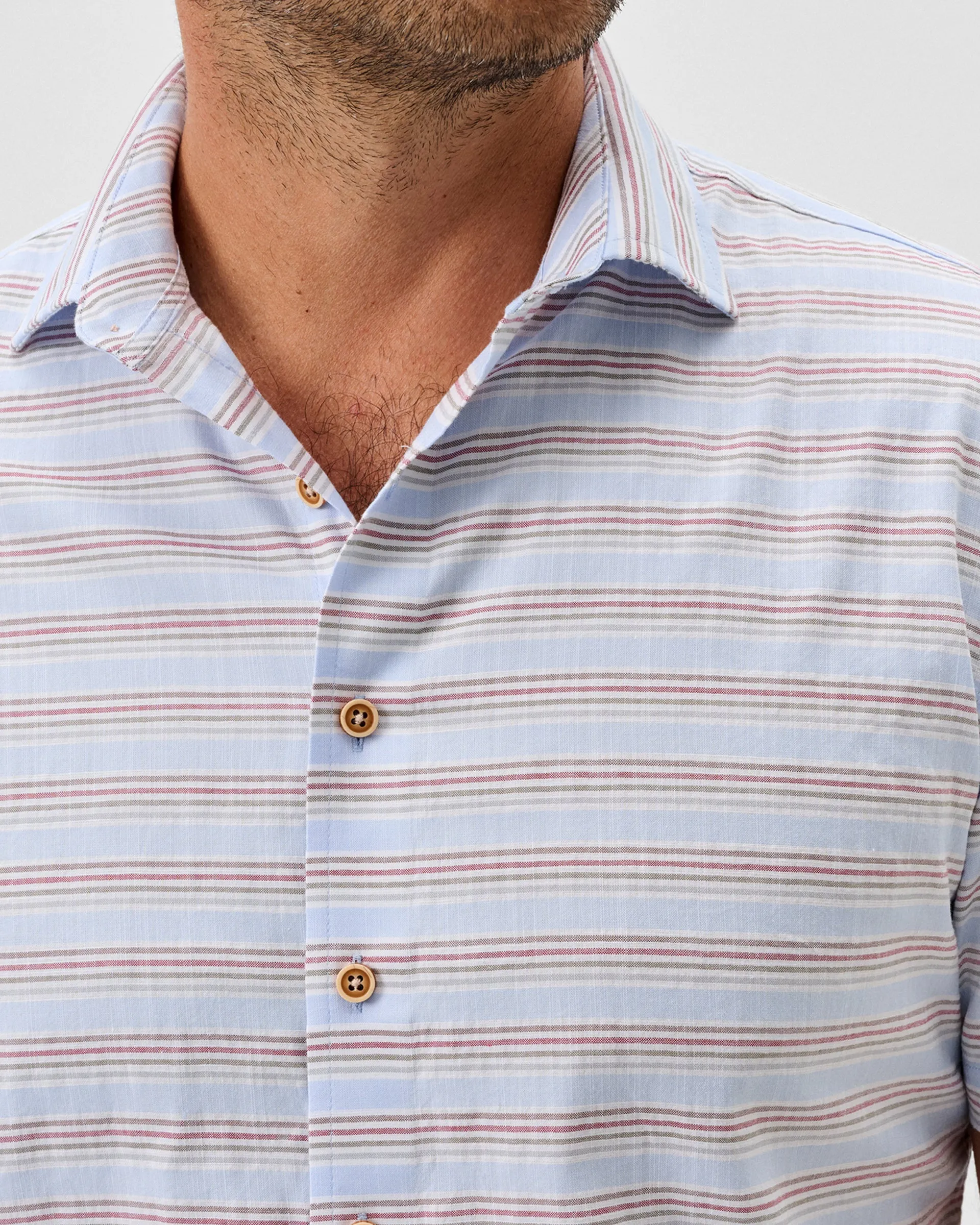 Cotton Blend Short Sleeve Button Up Shirt - Leander Printed Slub Cotton sold by Johnnie-O product image thumbnail 2