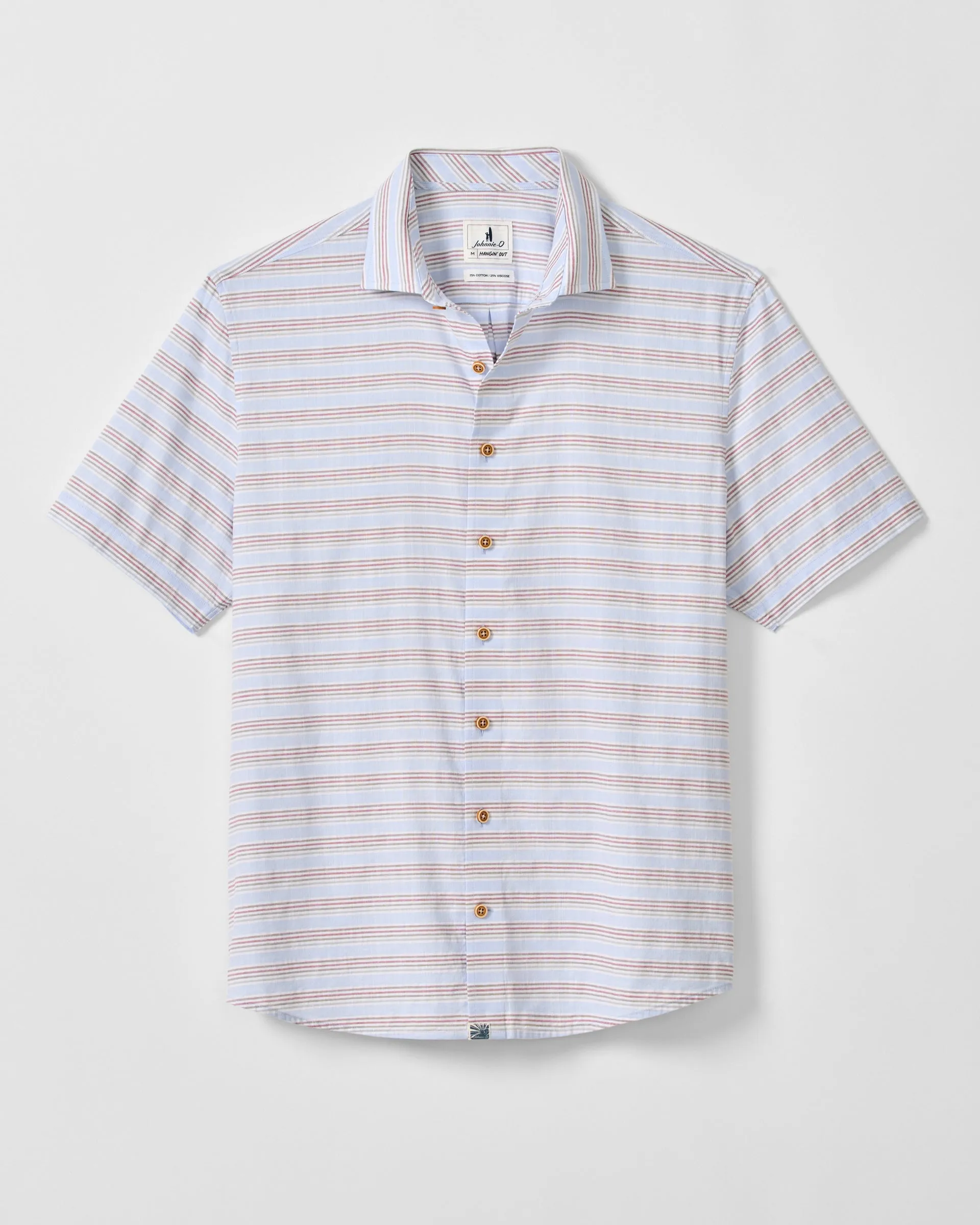 Cotton Blend Short Sleeve Button Up Shirt - Leander Printed Slub Cotton sold by Johnnie-O product image thumbnail 5