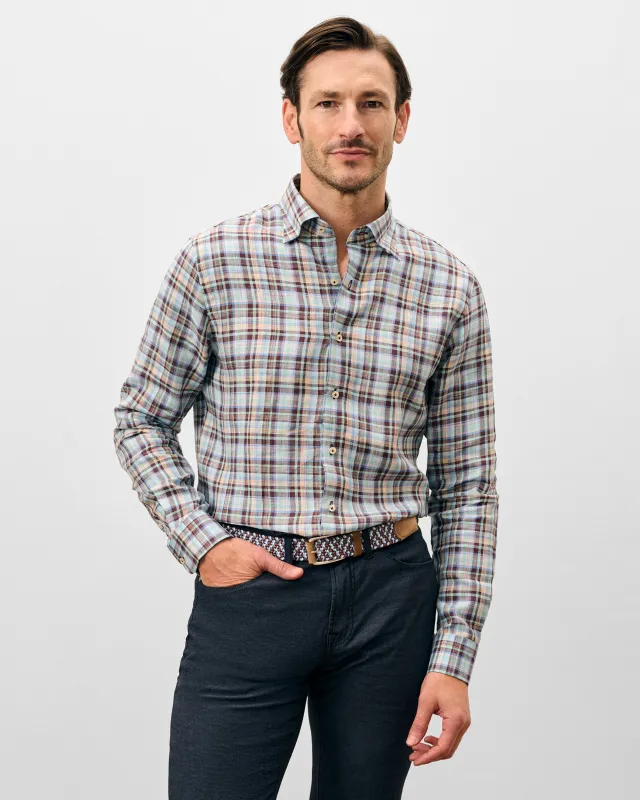 Linen Button Up Shirt - Sunderland Plaid made by Johnnie-O