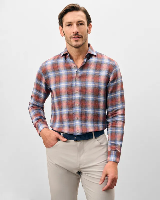 Linen Button Down Shirt - Dempsey Plaid made by Johnnie-O