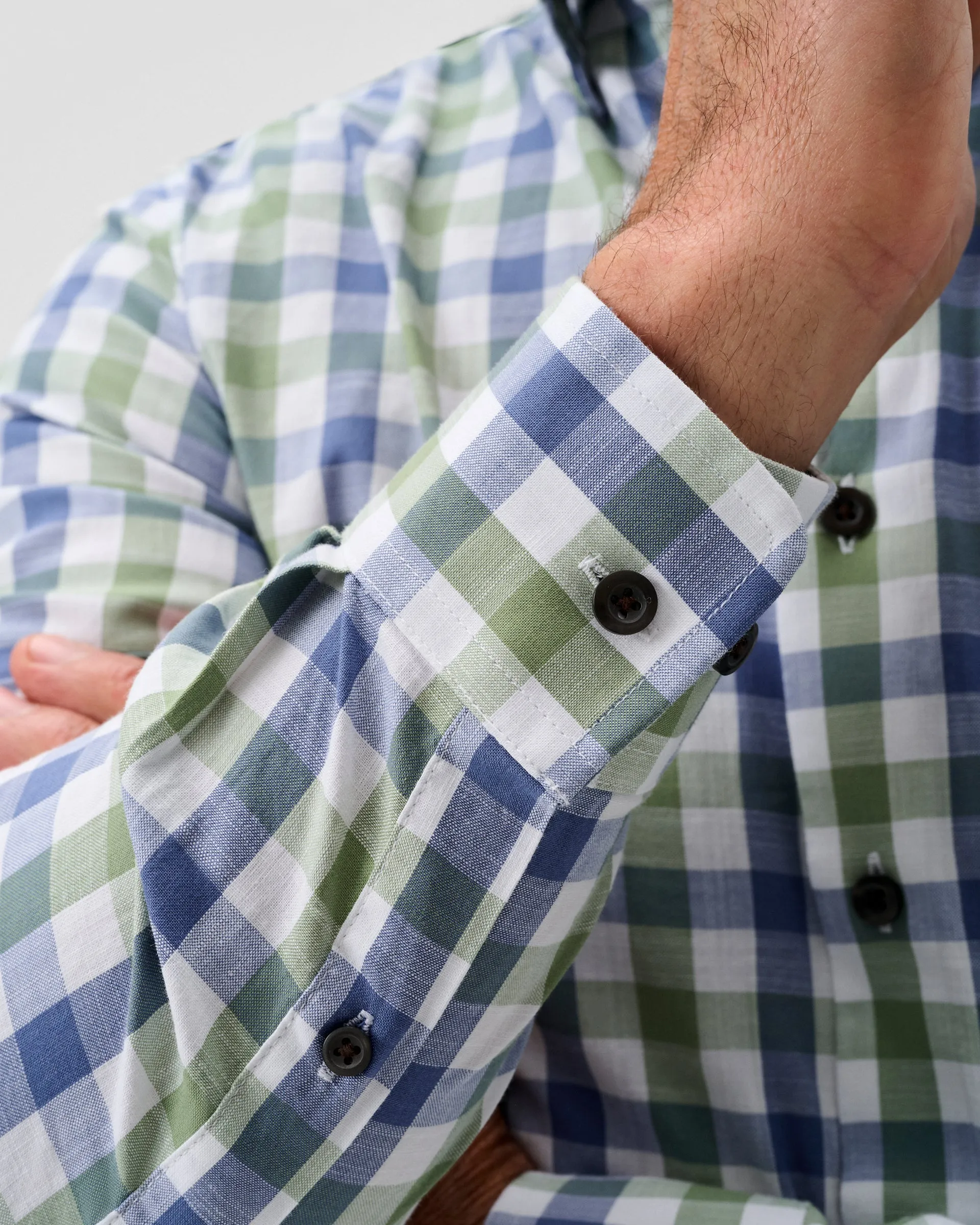 Slub Cotton Button Down Shirt - Candler Exploded Check sold by Johnnie-O product image thumbnail 4