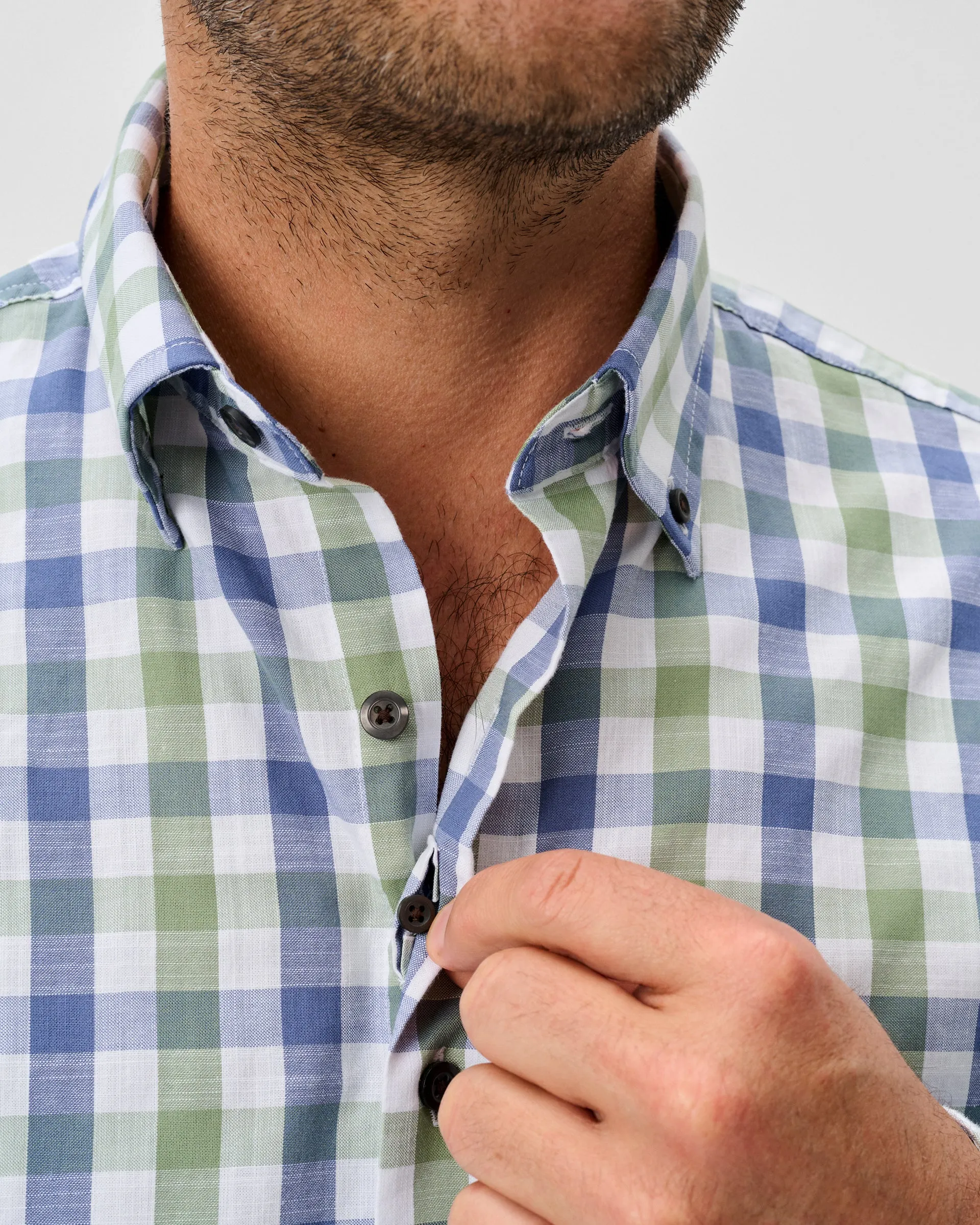 Slub Cotton Button Down Shirt - Candler Exploded Check sold by Johnnie-O product image thumbnail 5