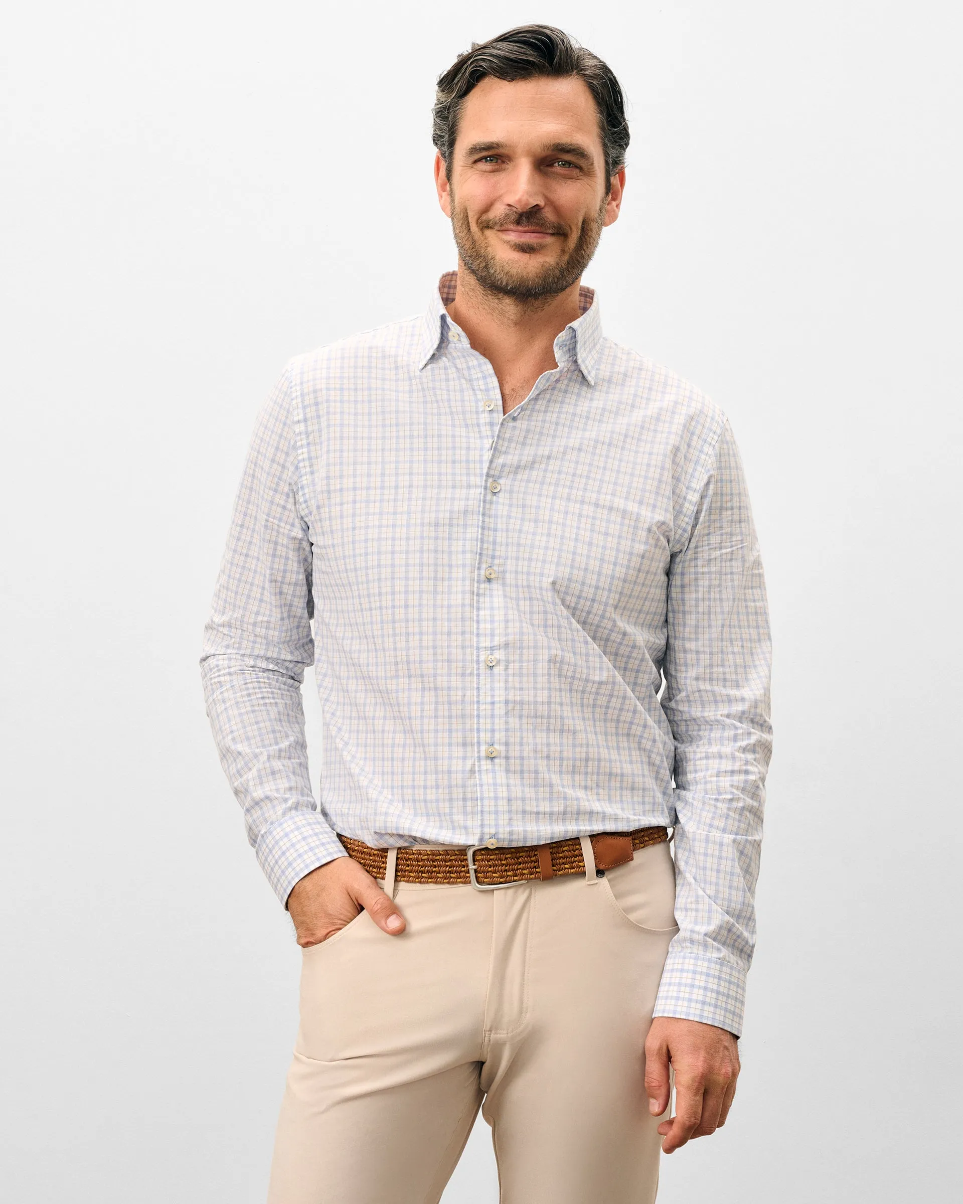 Cotton Button Down Shirt - Trauber Tattersall sold by Johnnie-O