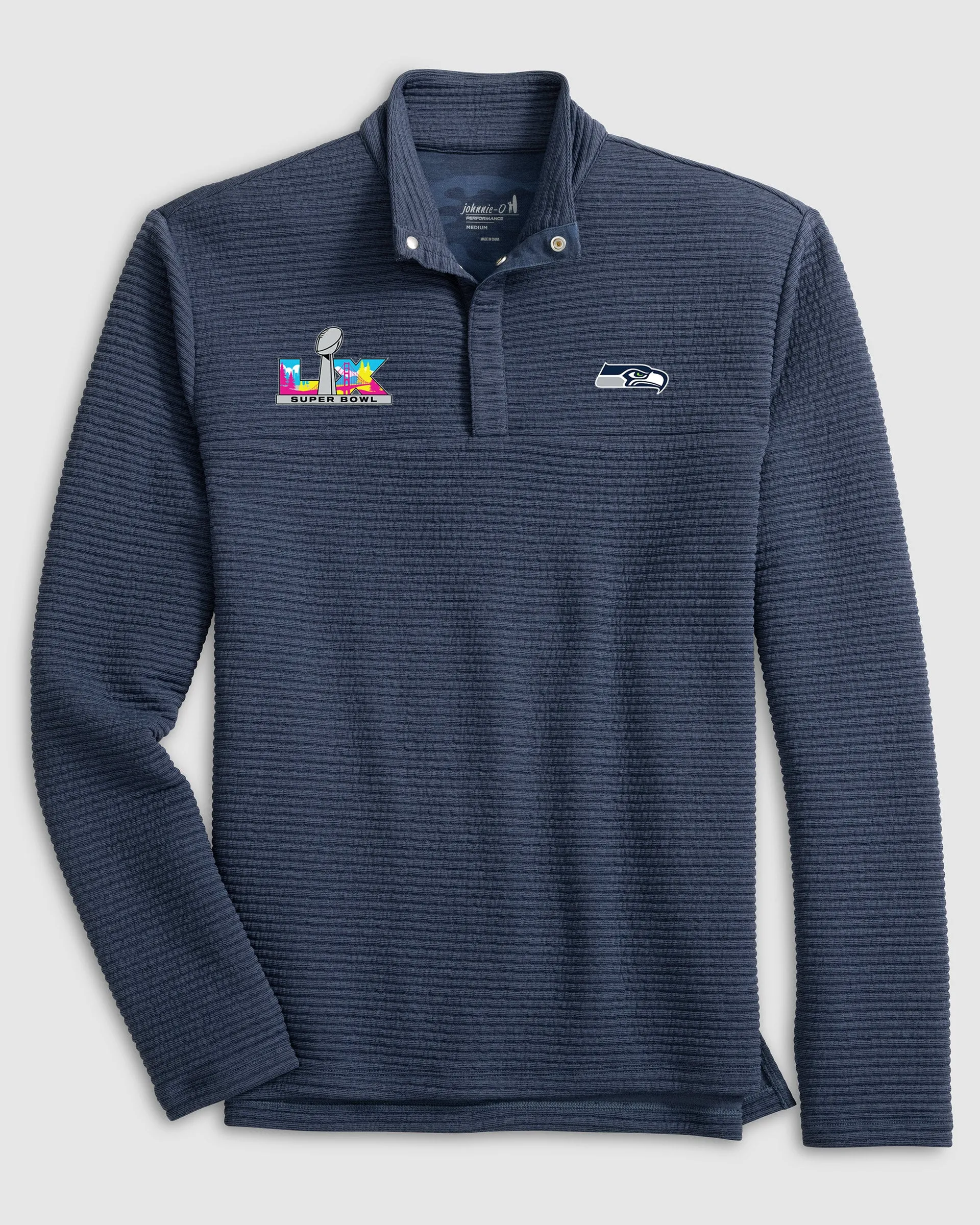 Seattle Seahawks Benjy Snap 1/4-Zip Pullover - Super Bowl LX Logo sold by Johnnie-O