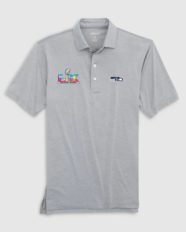 Seattle Seahawks Huronn Featherweight Performance Polo - Super Bowl LX Logo sold by Johnnie-O