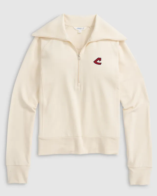 Women's Cleveland Guardians Eliza 1/2 Zip - Cooperstown Logo sold by Johnnie-O
