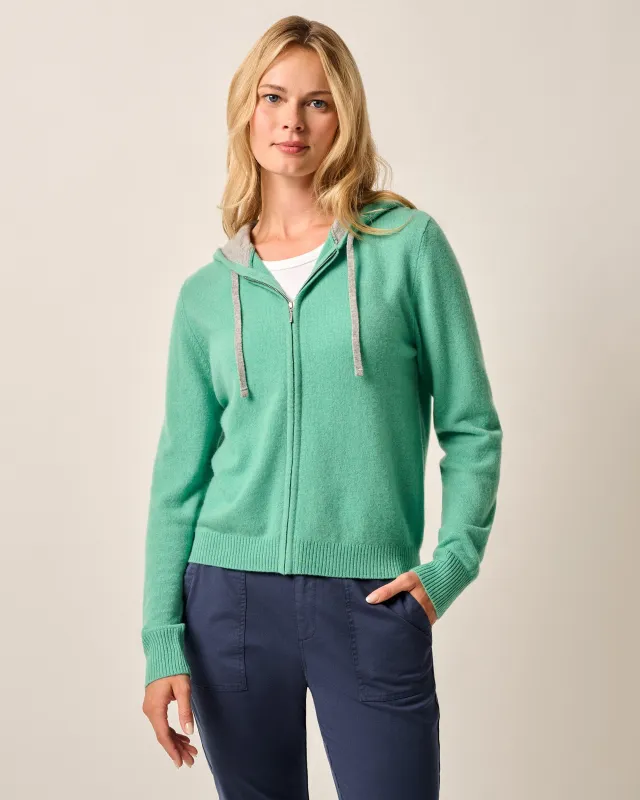 Amanda Cashmere Full Zip Hooded Sweater sold by Johnnie-O