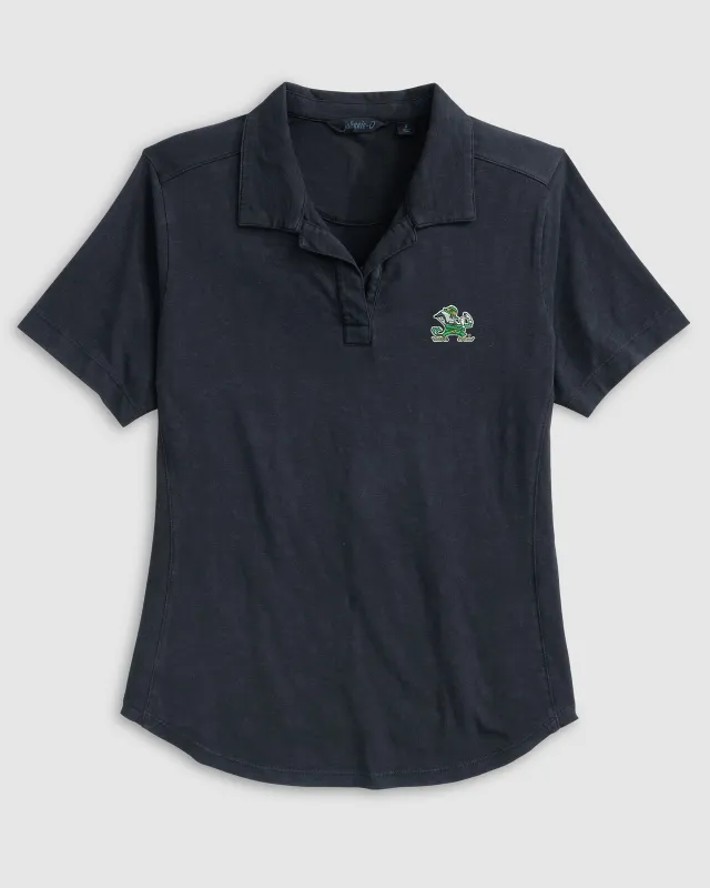 Women's Notre Dame Coastal Wash Polo - Leprechaun Logo made by Johnnie-O