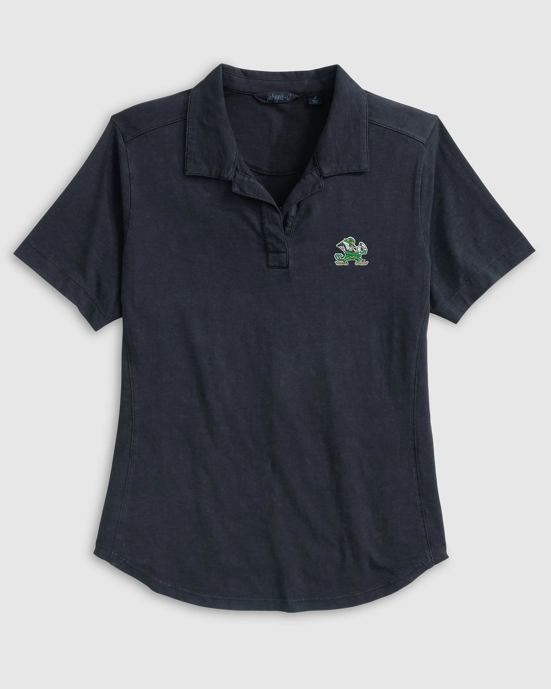 Women's Notre Dame Coastal Wash Polo - Leprechaun Logo sold by Johnnie-O