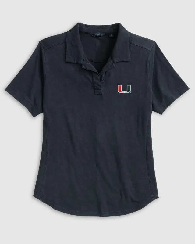 Women's University of Miami Coastal Wash Polo made by Johnnie-O