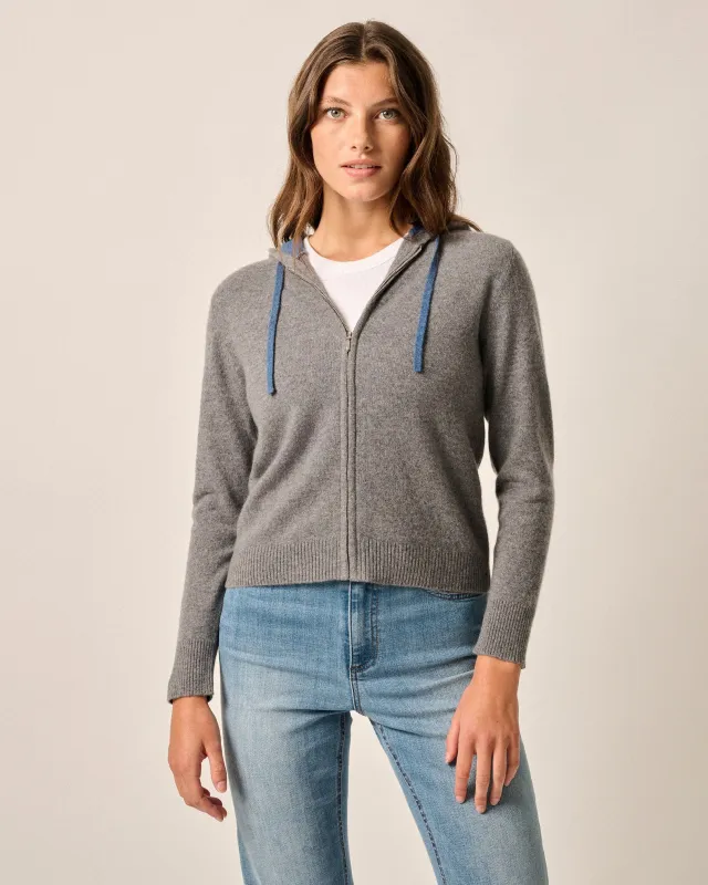 Amanda Cashmere Full Zip Hooded Sweater made by Johnnie-O