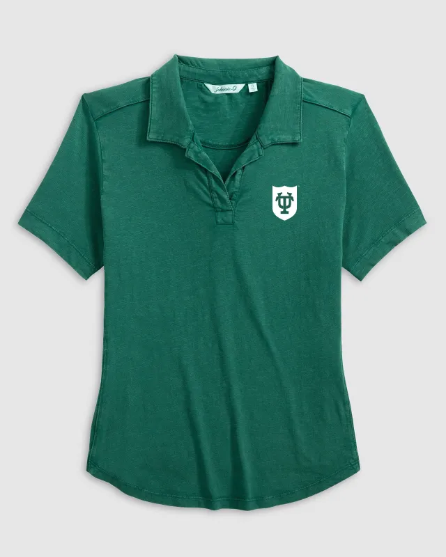 Women's Tulane University Coastal Wash Polo made by Johnnie-O