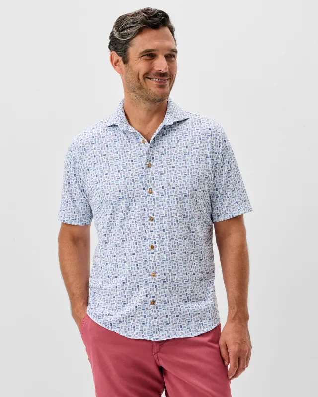 Short Sleeve Performance Mesh Button Down Shirt - Roadtrip sold by Johnnie-O