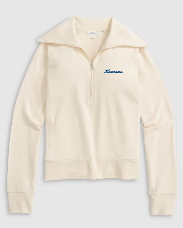 Women's University of Kansas Eliza 1/2 Zip - Script Logo made by Johnnie-O