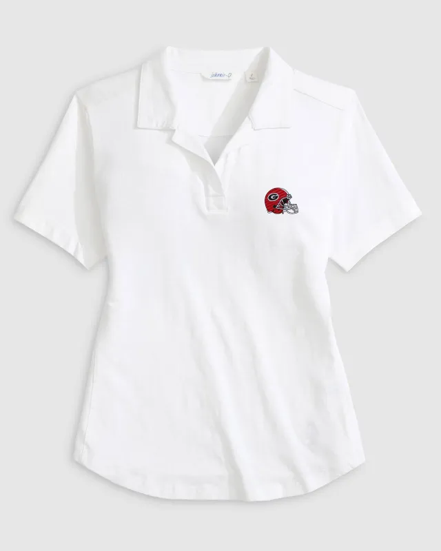 Women's University of Georgia Coastal Wash Polo - Helmet Logo made by Johnnie-O