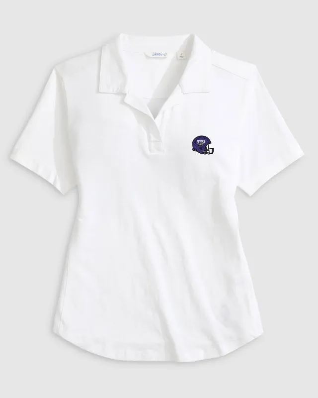 Women's Texas Christian University Coastal Wash Polo - Helmet Logo sold by Johnnie-O