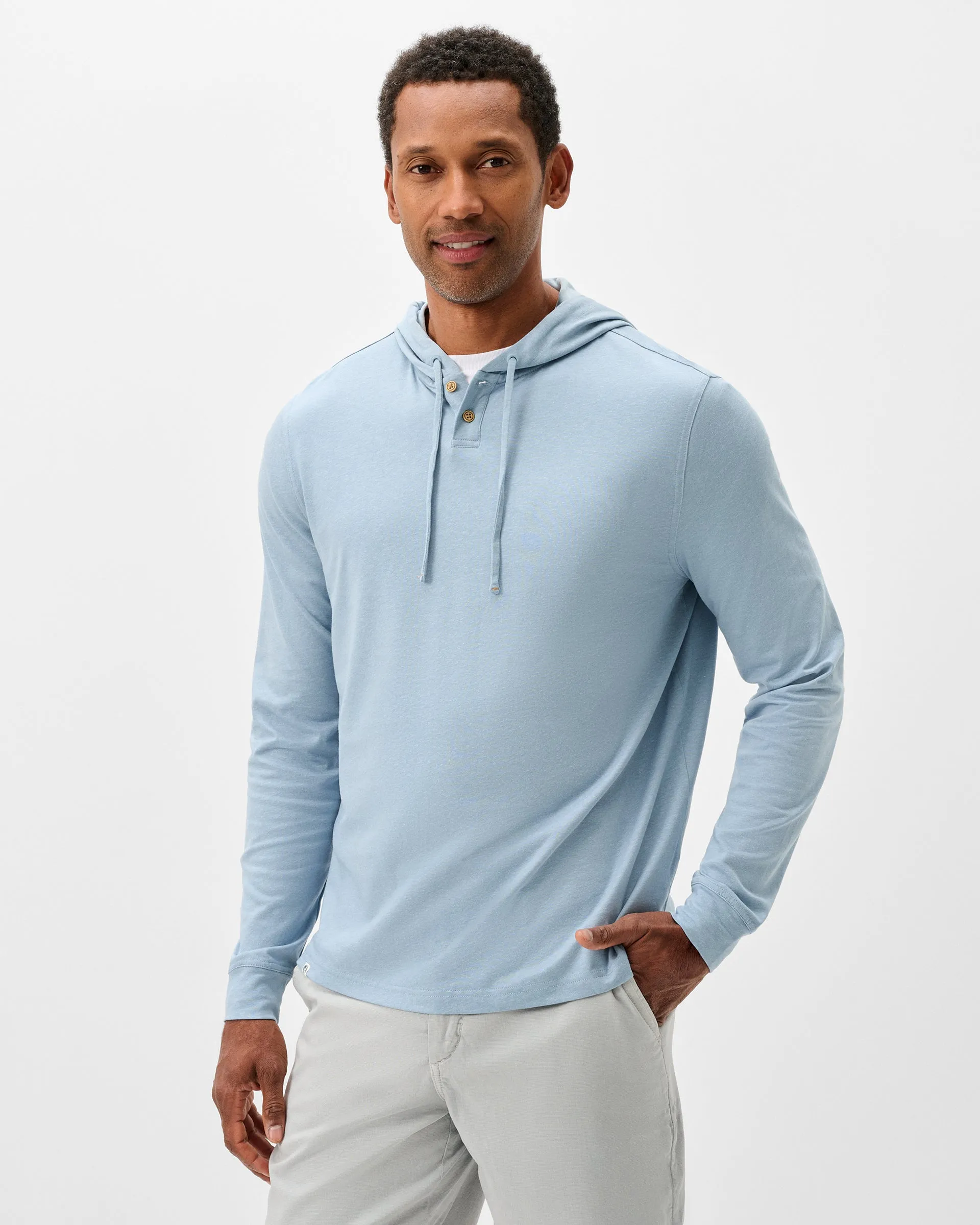 Jase 2-Button Slub Hoodie sold by Johnnie-O