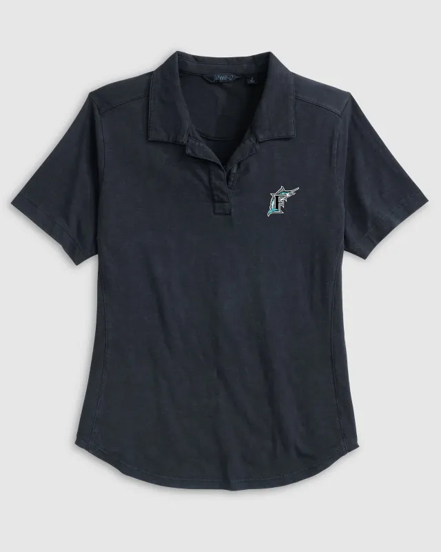 Women's Miami Marlins Coastal Wash Polo - Cooperstown Logo sold by Johnnie-O