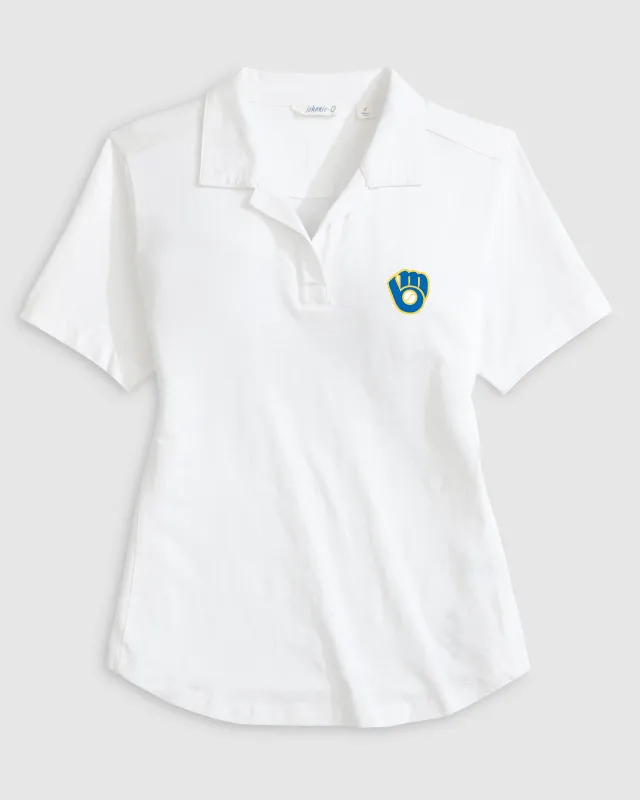 Women's Milwaukee Brewers Coastal Wash Polo - Cooperstown Logo sold by Johnnie-O
