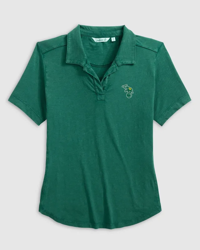 Women's Oakland Athletics Coastal Wash Polo - Cooperstown Logo sold by Johnnie-O