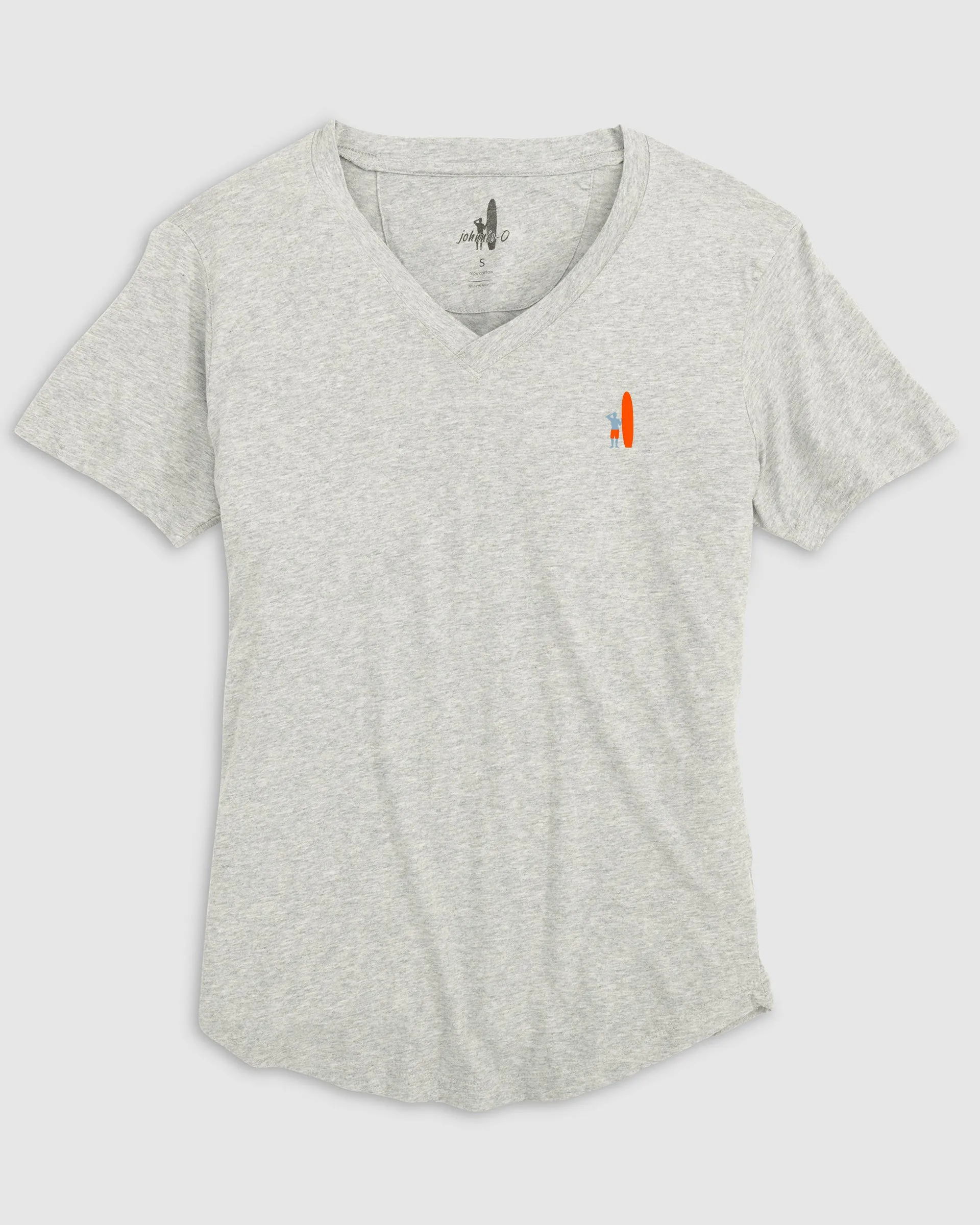 Merediths V-Neck T-Shirt - Blue and Orange Surfer Logo sold by Johnnie-O