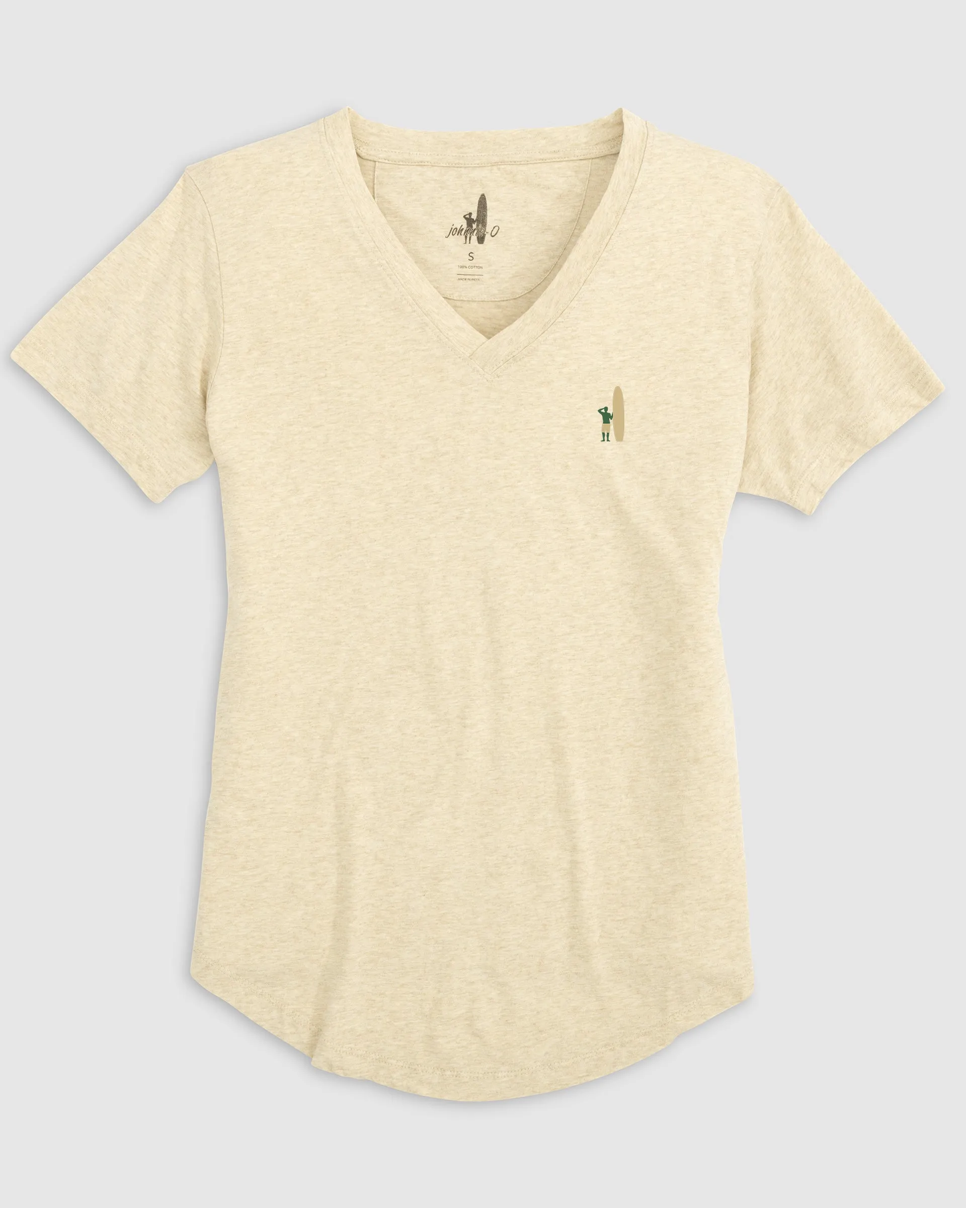 Merediths V-Neck T-Shirt - Green and Gold Surfer Logo sold by Johnnie-O