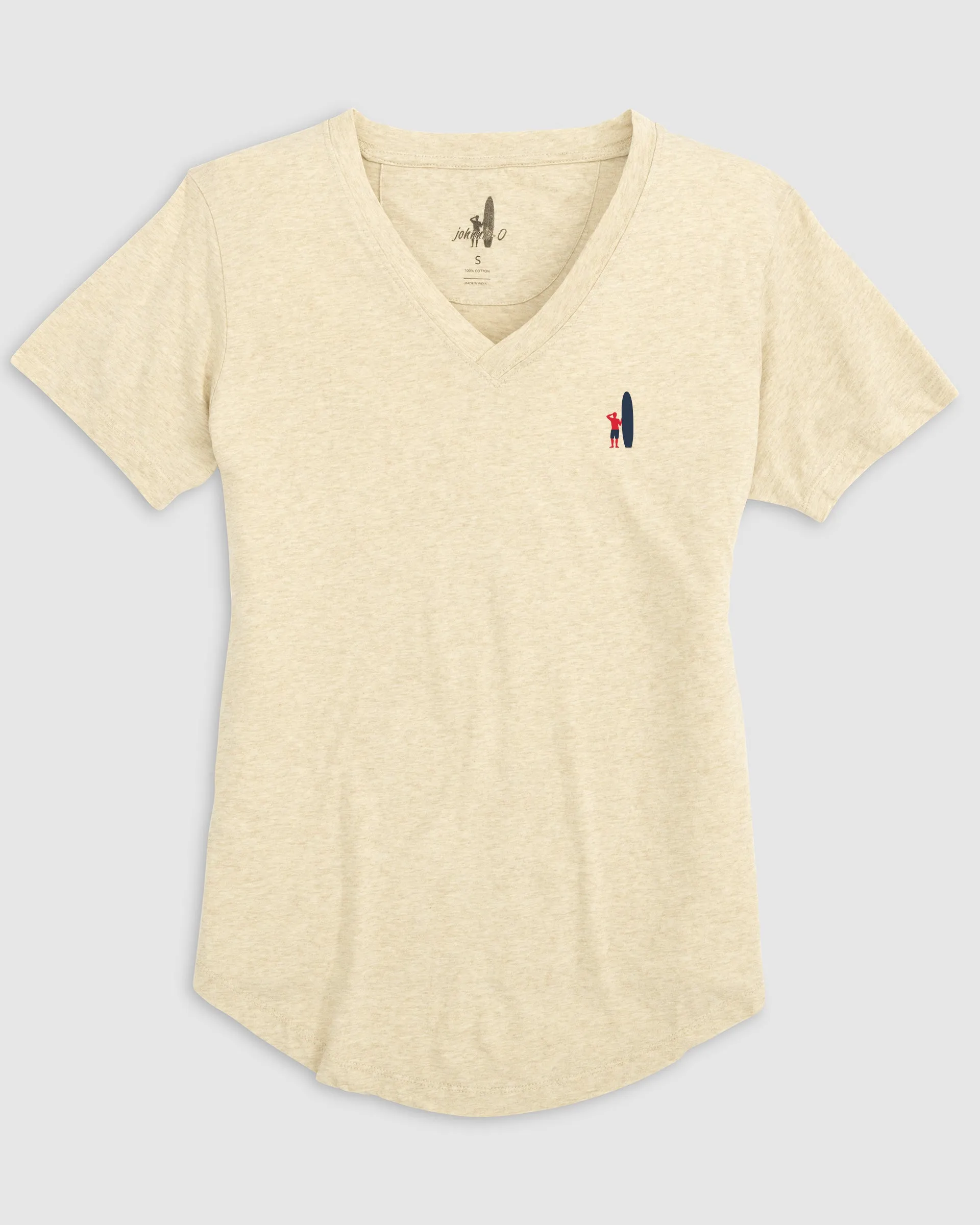 Merediths V-Neck T-Shirt - Red and Navy Surfer Logo sold by Johnnie-O