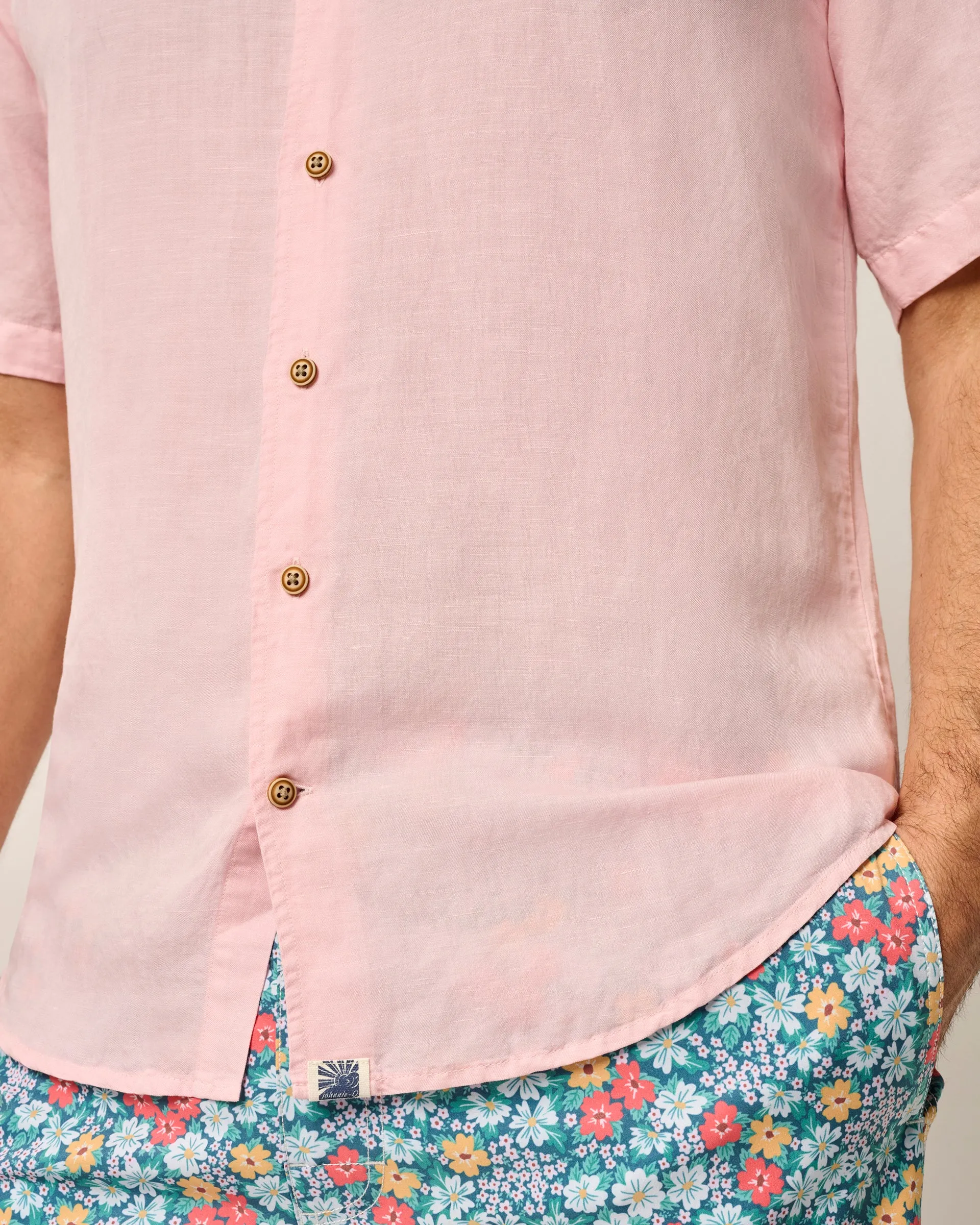 Garment Dyed Short Sleeve Printed Button Down Shirt - Gianni Solid Knit sold by Johnnie-O product image thumbnail 5