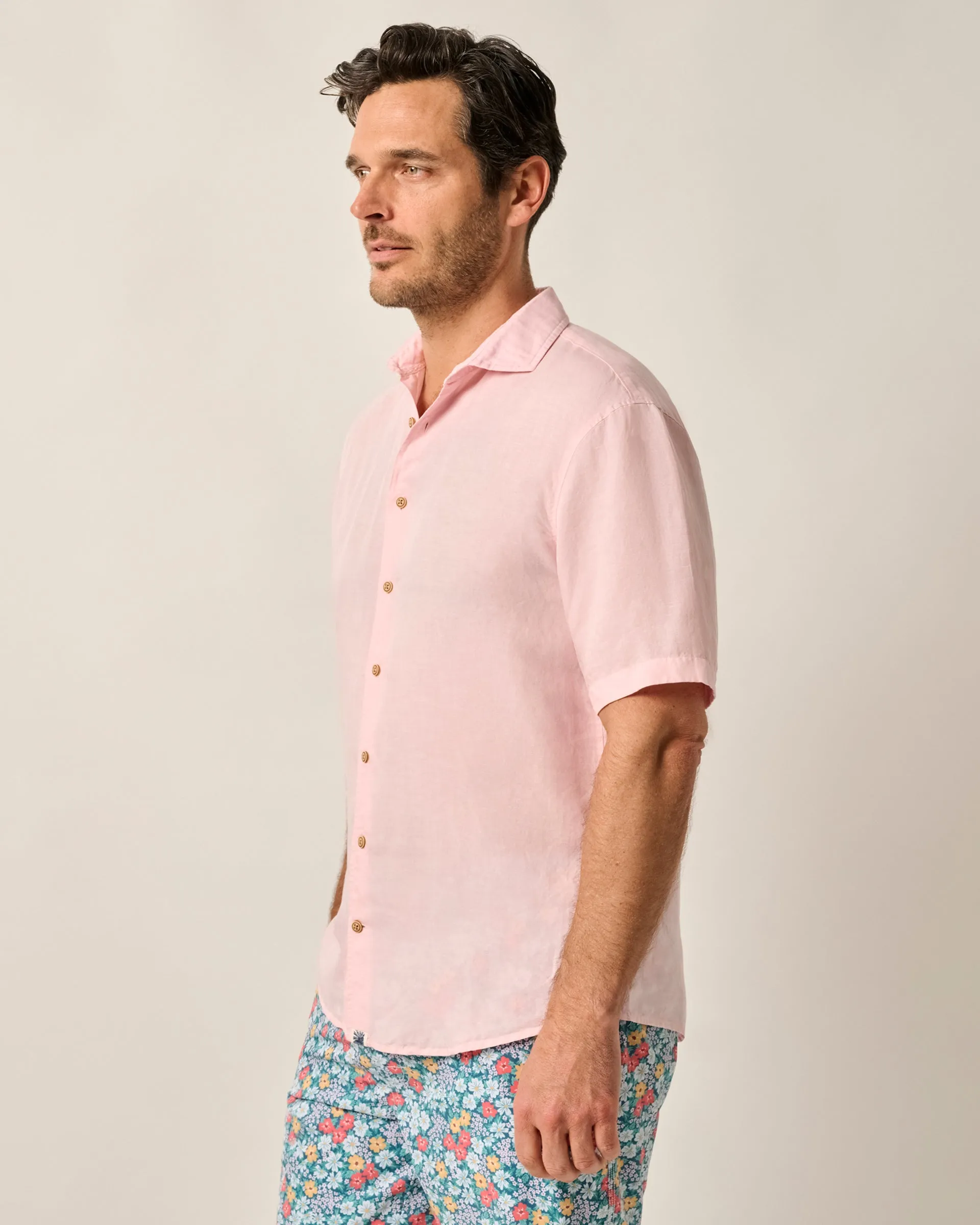 Garment Dyed Short Sleeve Printed Button Down Shirt - Gianni Solid Knit sold by Johnnie-O product image thumbnail 2