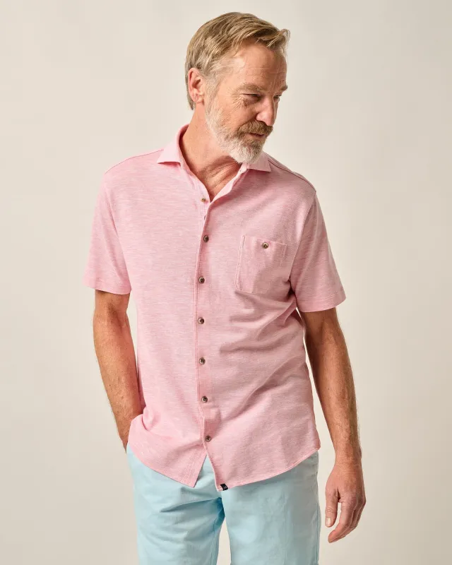 Short-Sleeve Knit Pique Button-Down Shirt - Tasca sold by Johnnie-O