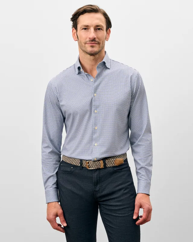 Fine Pique Knit Button Down Shirt - Albro Check made by Johnnie-O