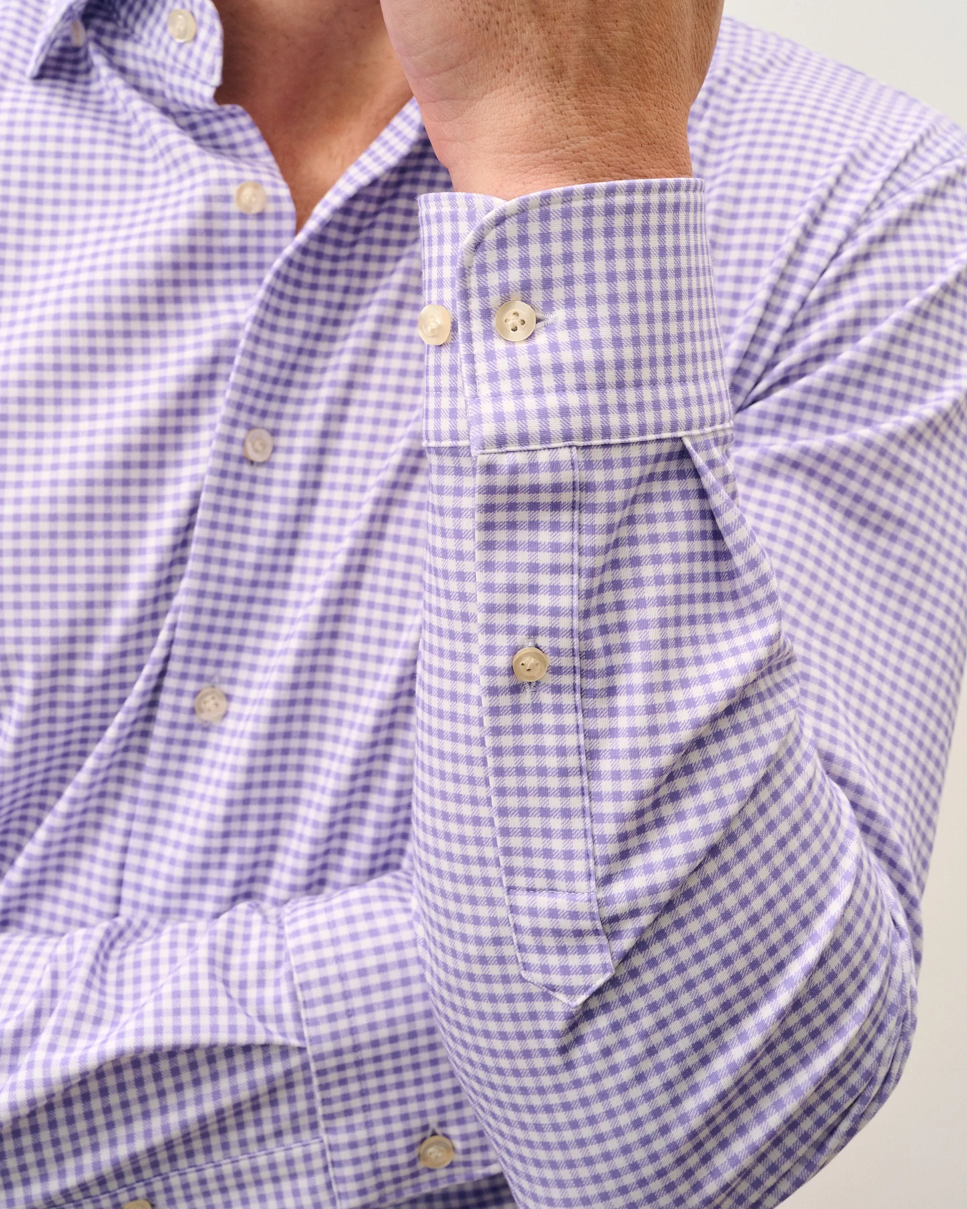 Fine Pique Knit Button Down Shirt - Albro Check sold by Johnnie-O product image thumbnail 3