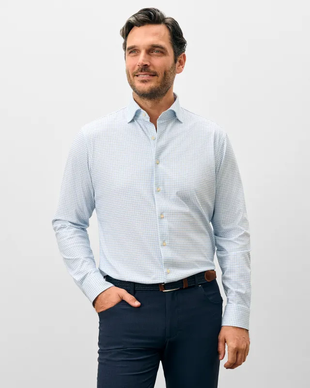 Fine Pique Knit Button Down Shirt - Albro Check made by Johnnie-O