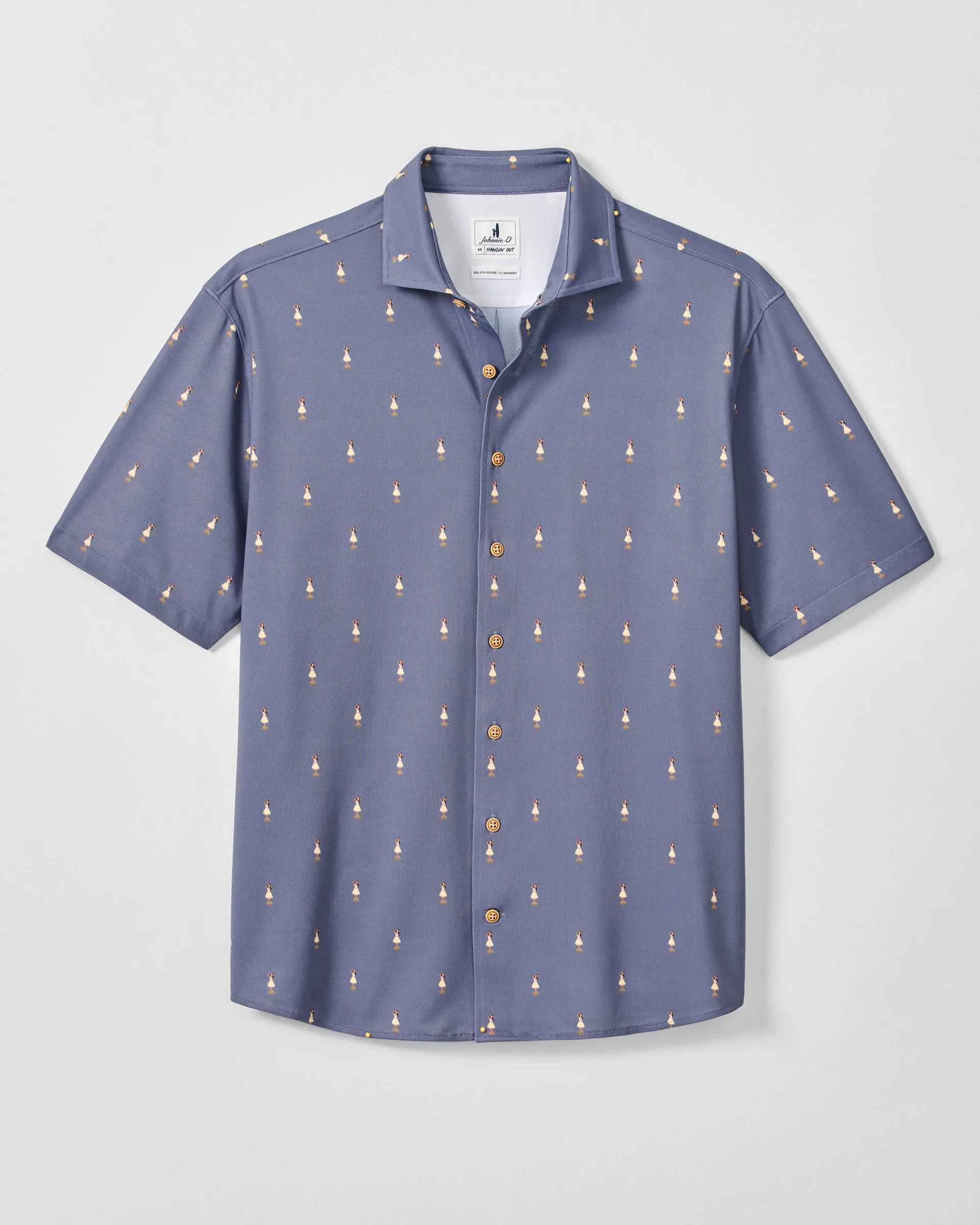 Printed Mesh Short Sleeve Button Down Shirt - Hula Dance Print sold by Johnnie-O product image thumbnail 5