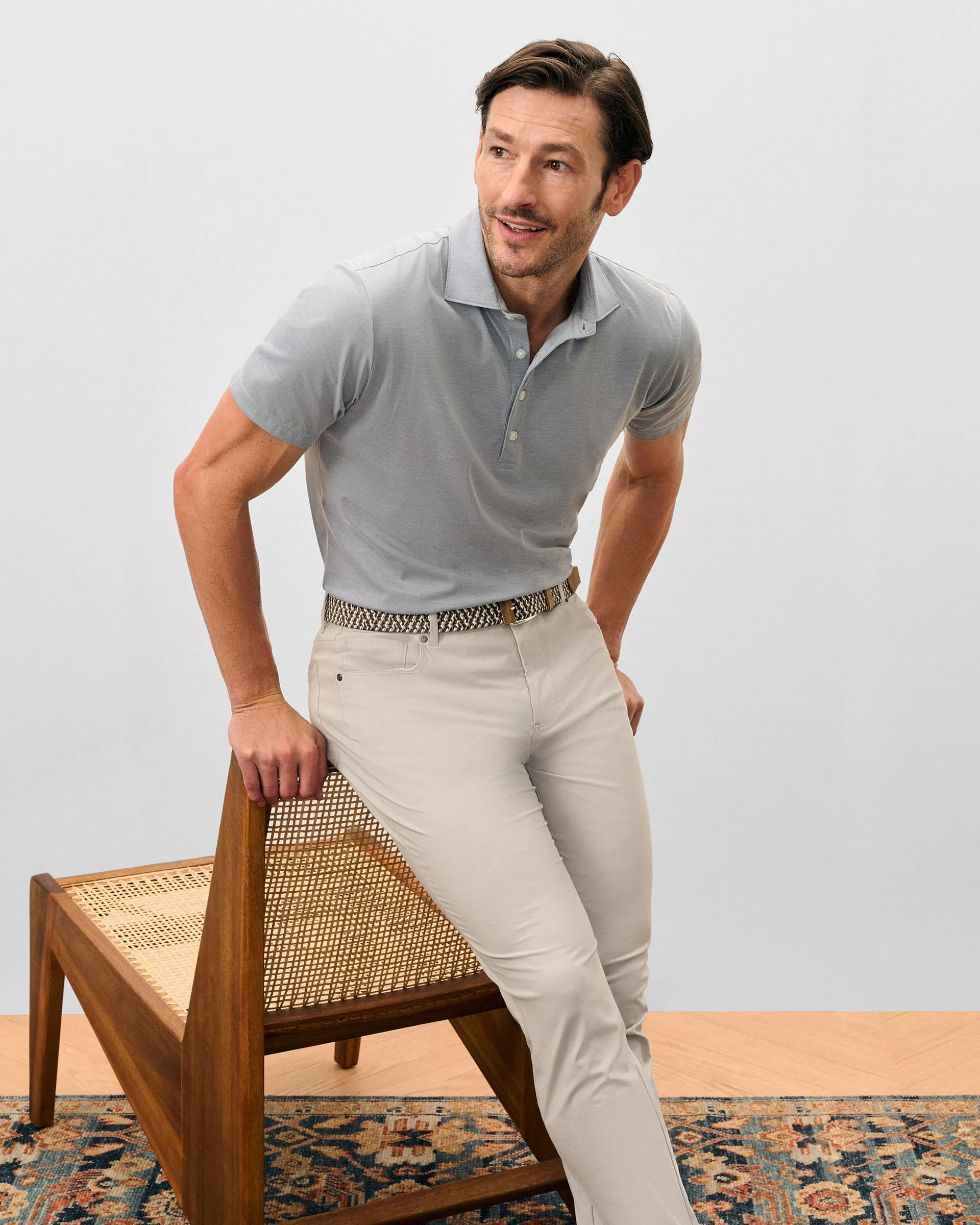 Fine Pique Knit 4-Button Polo - Elba Solid sold by Johnnie-O product image thumbnail 4