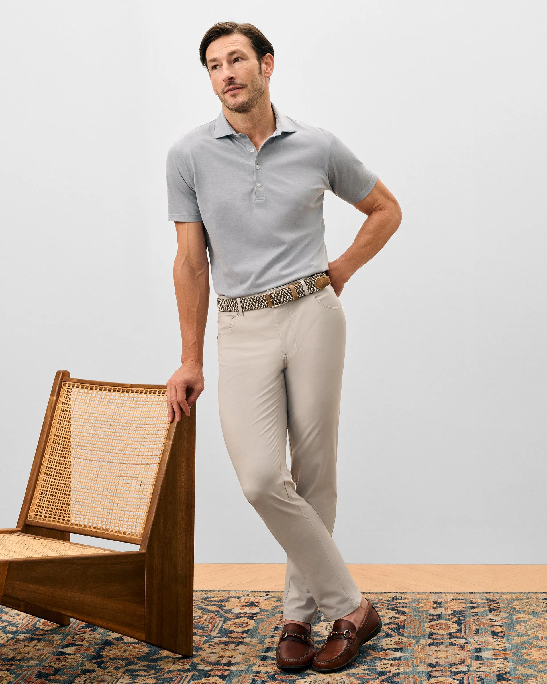Fine Pique Knit 4-Button Polo - Elba Solid sold by Johnnie-O product image thumbnail 3