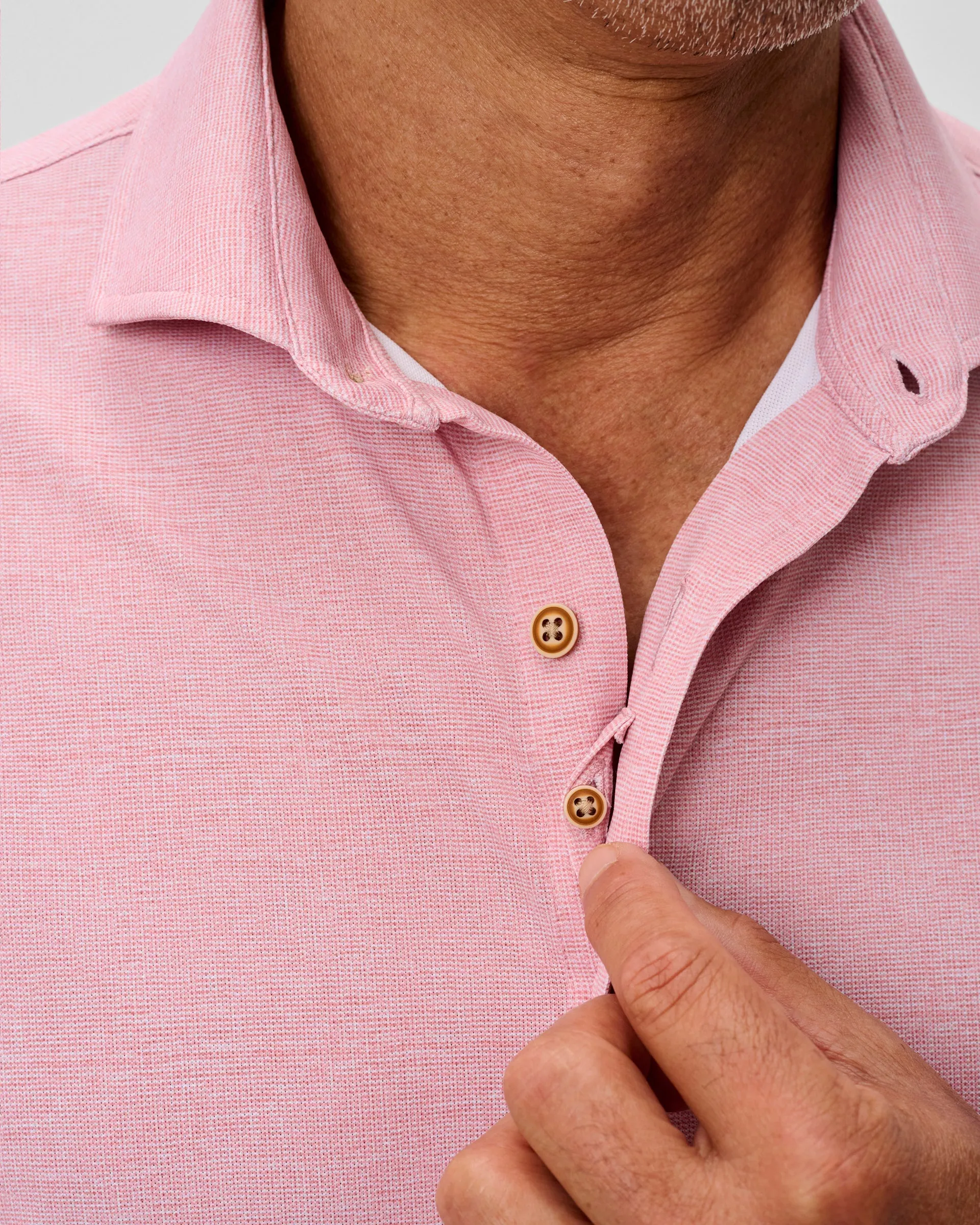 Printed Mesh Short Sleeve Button Up Shirt - Breck Printed Solid Knit sold by Johnnie-O product image thumbnail 2