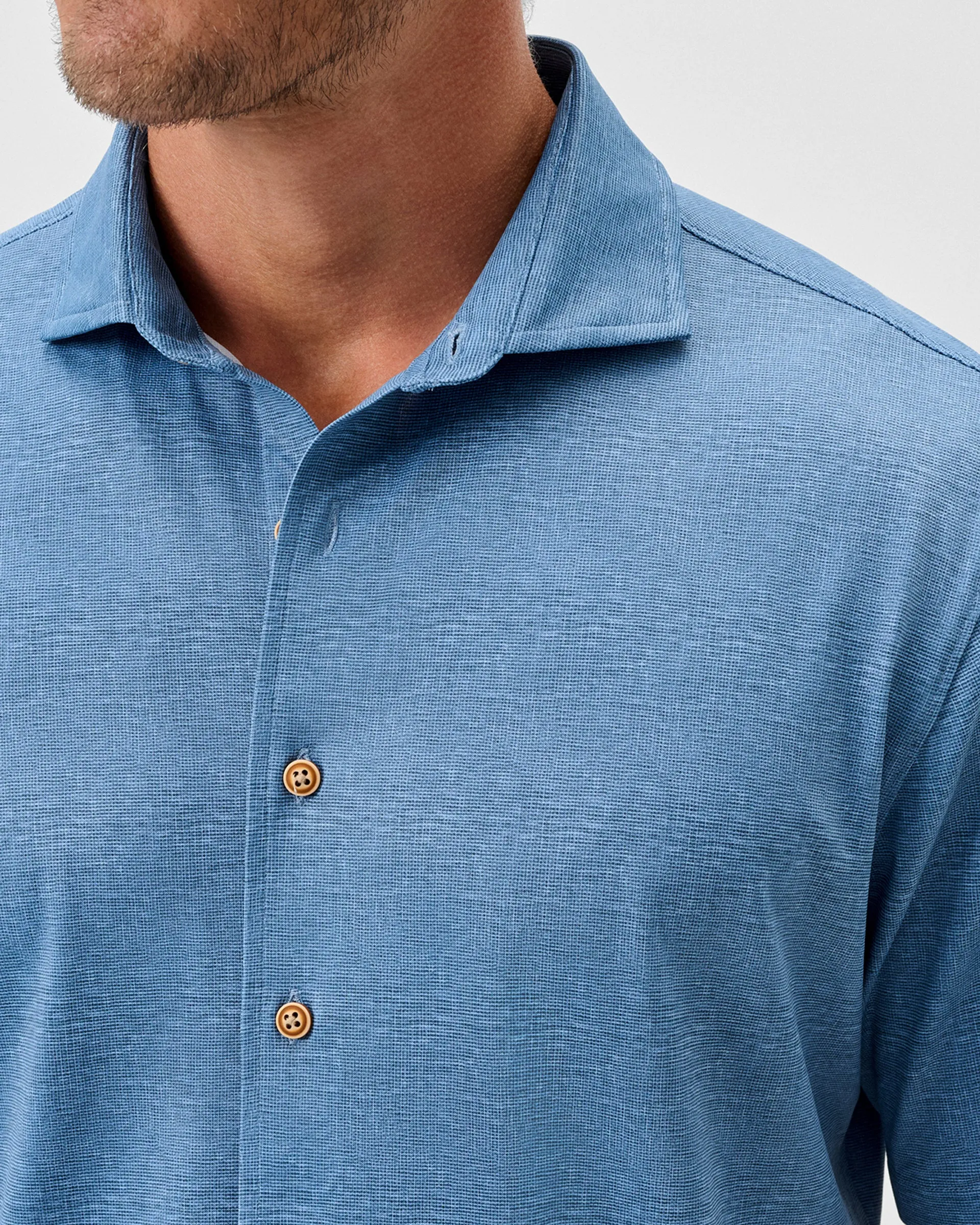 Printed Mesh Short Sleeve Button Up Shirt - Breck Printed Solid Knit sold by Johnnie-O product image thumbnail 2