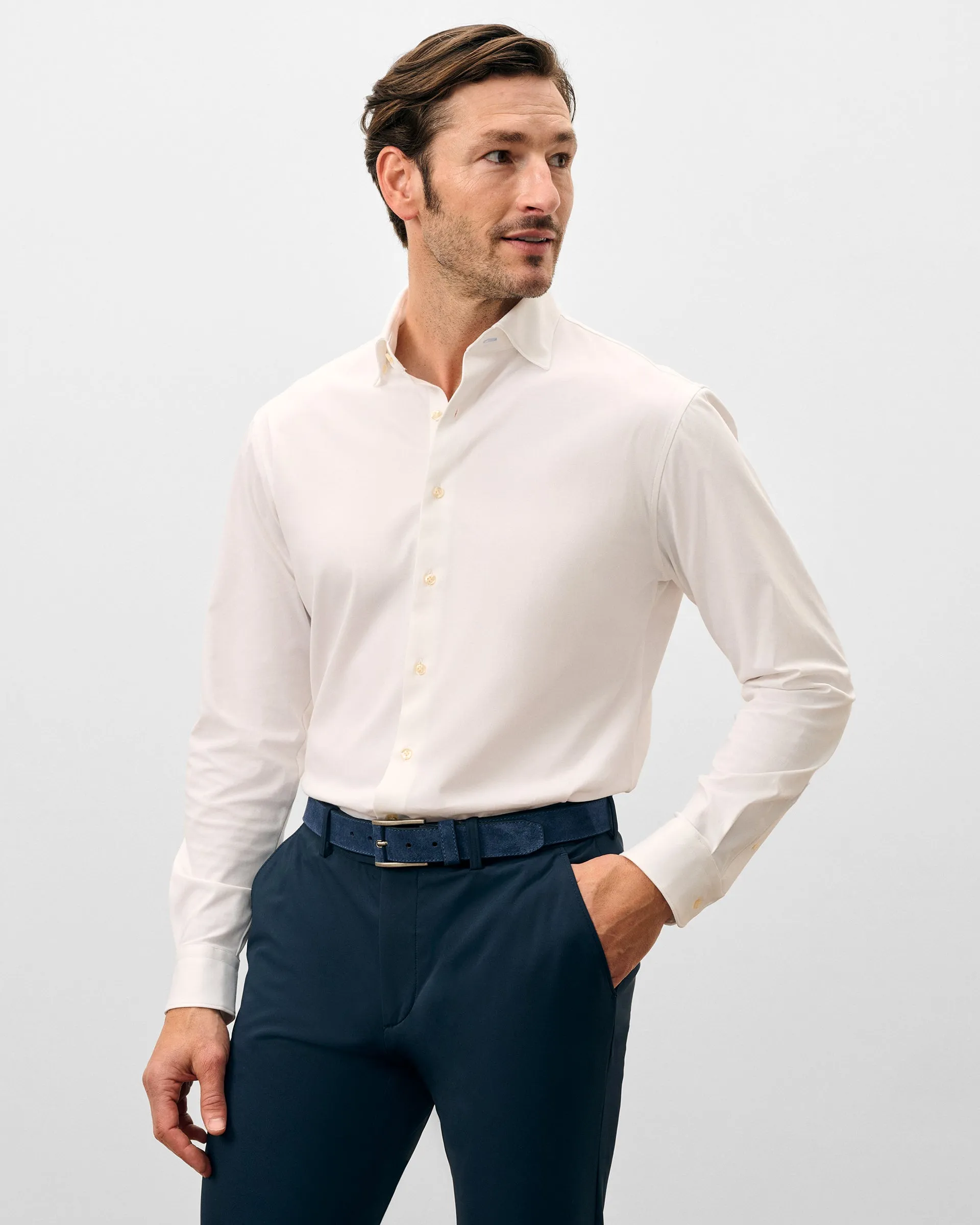 Fine Pique Knit Button Down Shirt - Boughton Solid sold by Johnnie-O