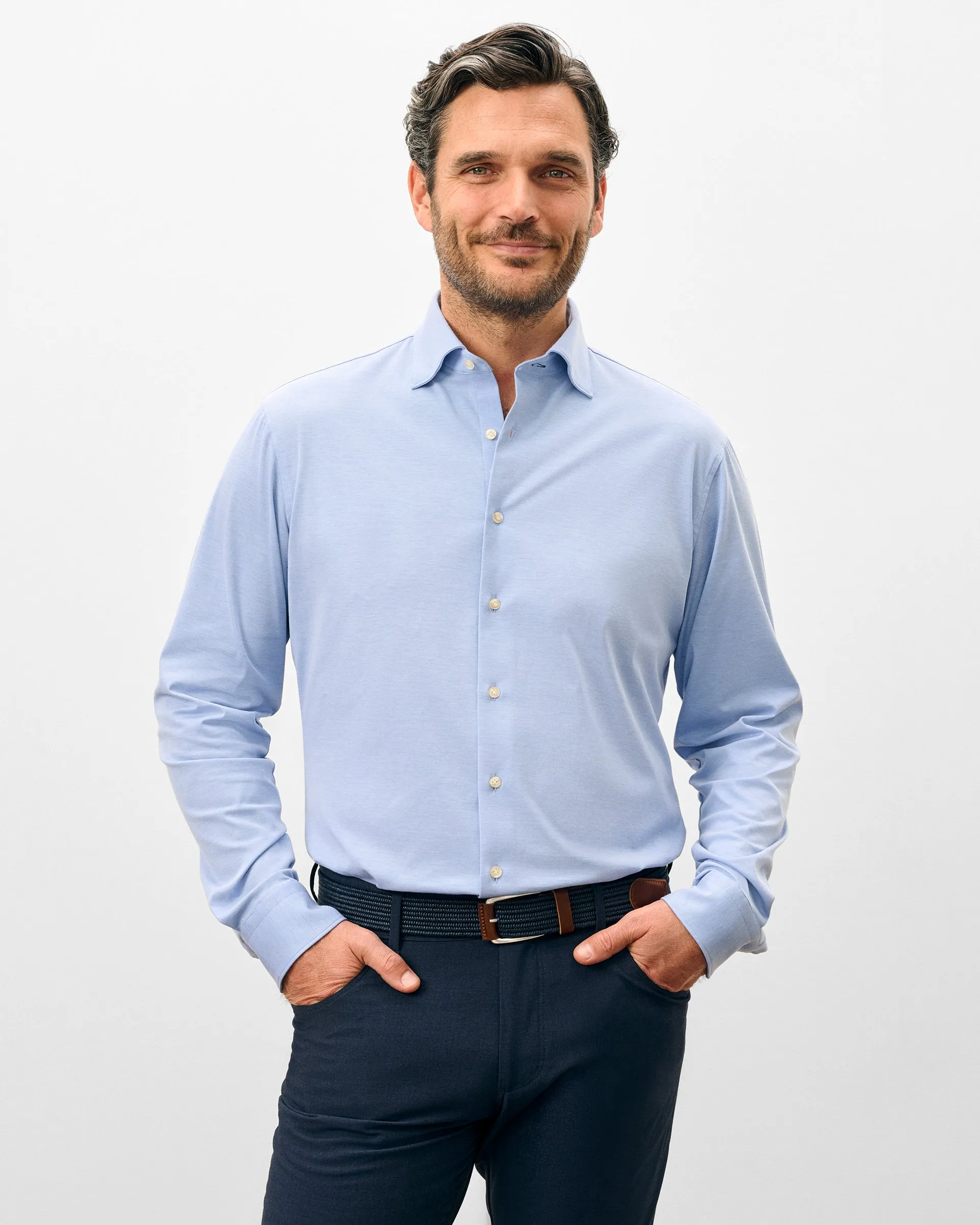 Fine Pique Knit Button Down Shirt - Boughton Solid sold by Johnnie-O