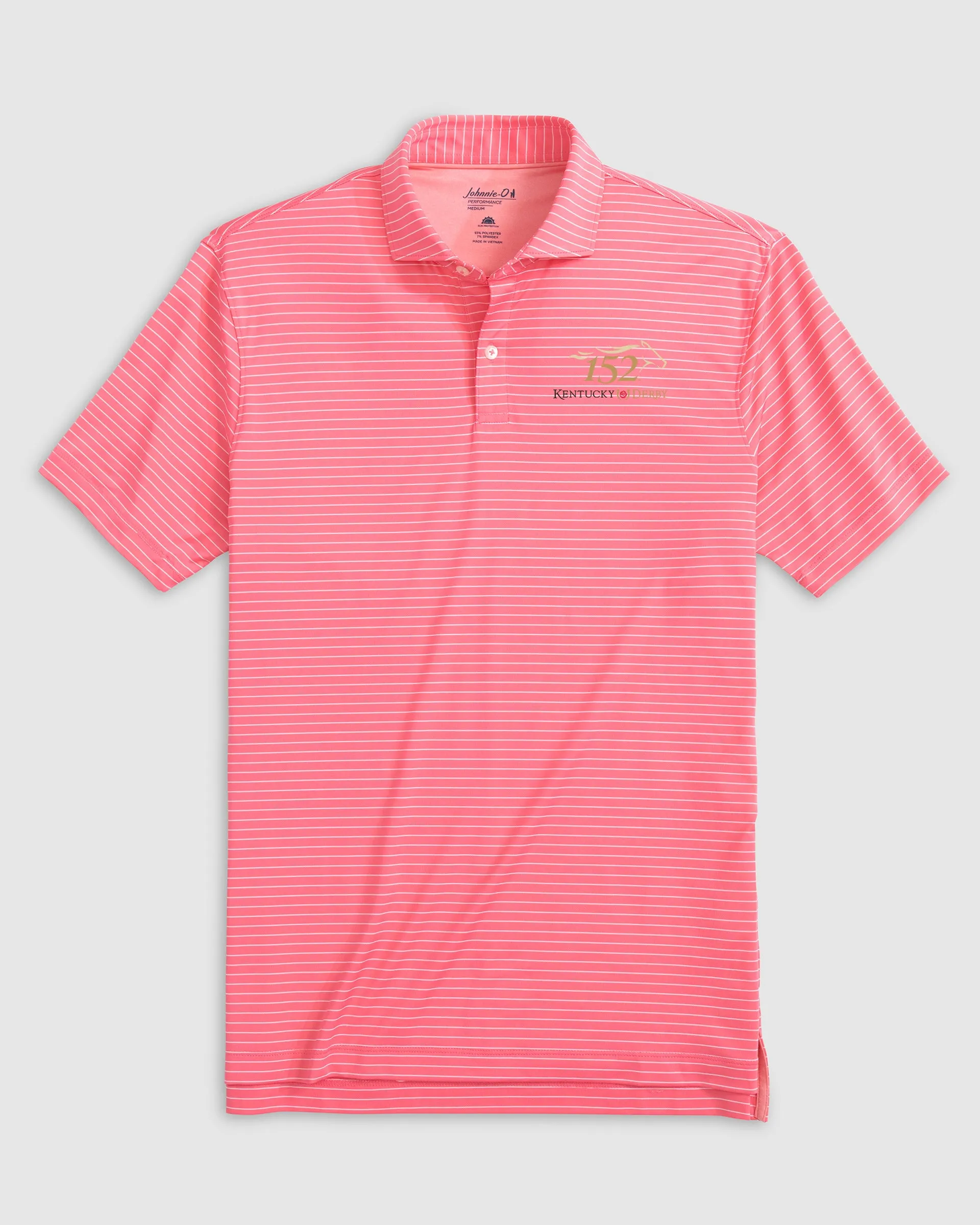 Kentucky Derby Beau Striped Performance Jersey Polo - 152nd Logo sold by Johnnie-O