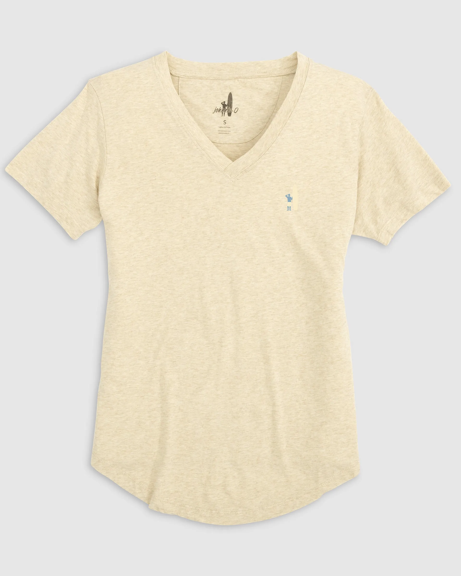 Merediths V-Neck T-Shirt - Blue and Yellow Surfer Logo sold by Johnnie-O